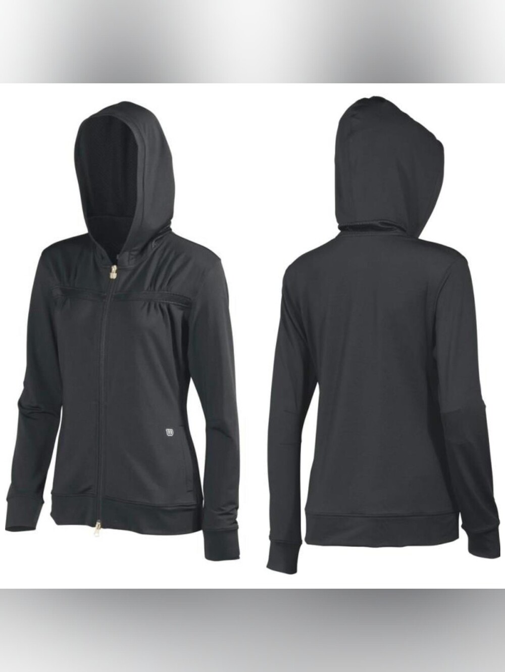 Wilson Tennis Jacket, Large, Black, Hoodie, Full Zip, Womens Jacket
